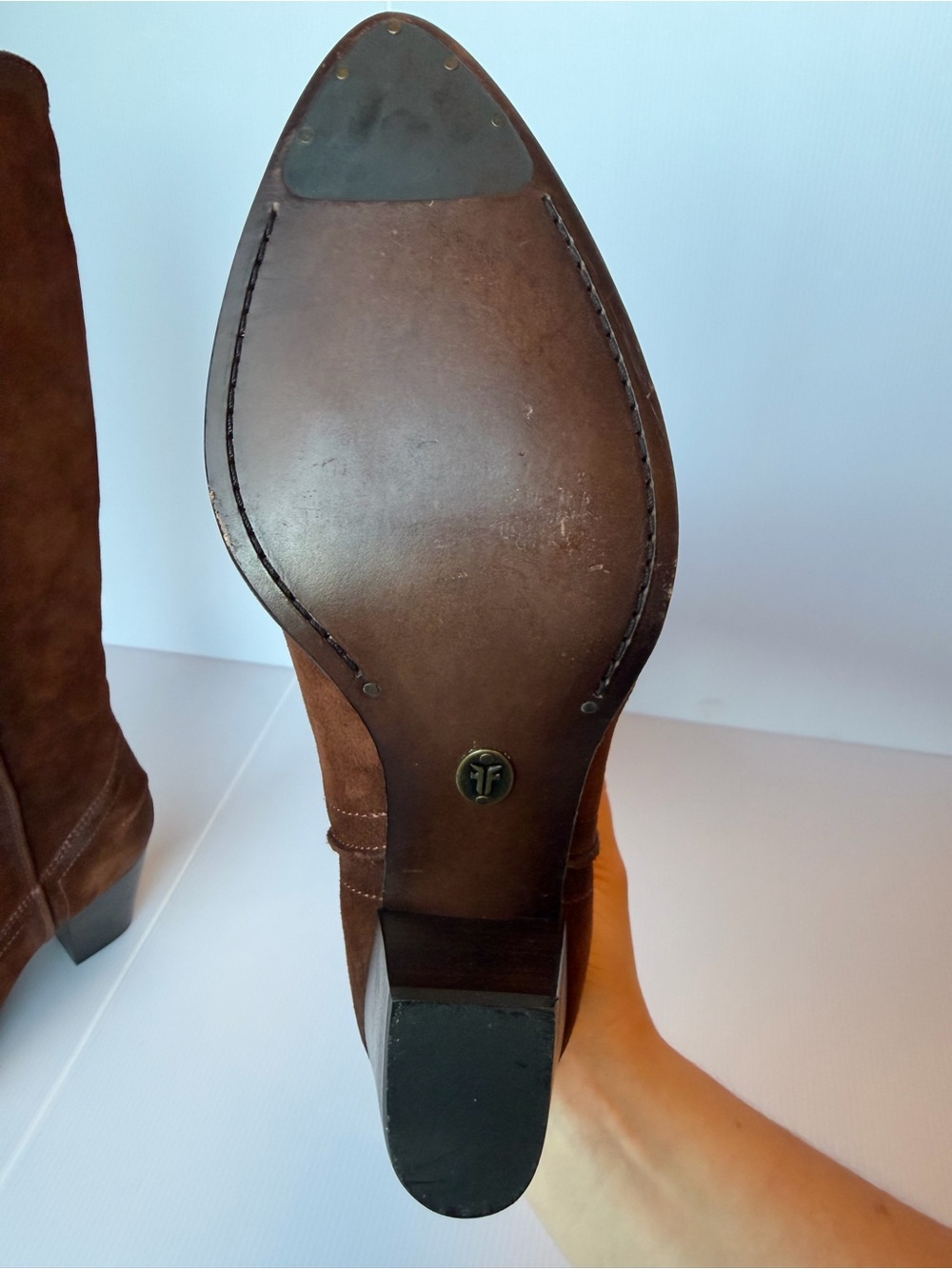 NWB Frye Renee Seam Tall Suede Western Boots 9.5M - Picture 14 of 15